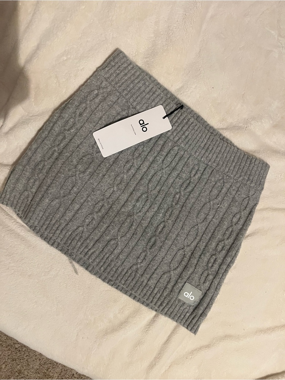 ALO Yoga Gray Cable-Knit Mini Skirt